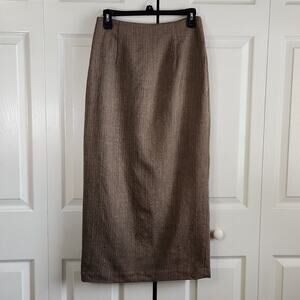 Casual Corner Women's 100% Wool Pencil Skirt Size 10 Brown Herringbone Neutral